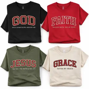 Christian Faith T-Shirt – God Jesus Grace Faith Graphic Tee for Men and Women, Inspirational Bible Verse Shirt, Bold College Letter Christian Gift