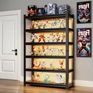 6-Tier Display Stand |   Multi-Functional Steel Bookcase, 2000 lbs Capacity, Adjustable Shelf Spacing, All-Metal Construction, Ideal for Displaying Glassware, Sculptures, Toys, or Books, Freestanding, Painted End, Assembled