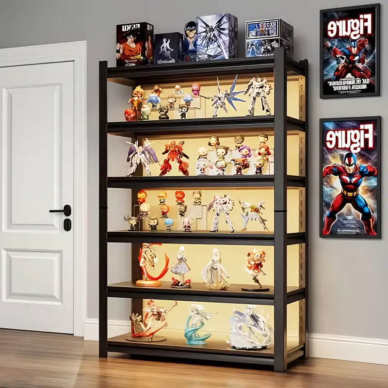 6-Tier Display Stand |   Multi-Functional Steel Bookcase, 2000 lbs Capacity, Adjustable Shelf Spacing, All-Metal Construction, Ideal for Displaying Glassware, Sculptures, Toys, or Books, Freestanding, Painted End, Assembled