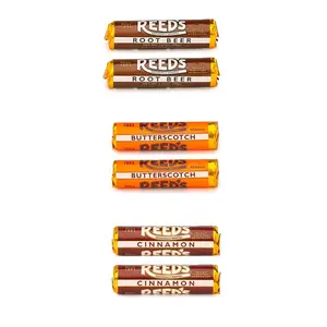 Assorted Hard Candy Rolls Butterscotch Cinnamon & Root Beer Flavor Old Fashioned Classic Candy Pack of 6