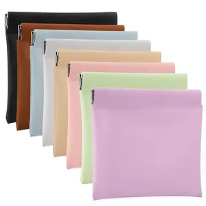 8 Pack 4.72"×4.33" Small Makeup Bag for Purse, No Zipper Pouches for Purse, PU Leather Purse Organizer Pouches for Women, Mini Pouch for Cosmetics, Electronics, Coins, Daily Commute & Travel