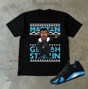 Martin Get Da Steppin Shirt To Match 14 Black And University Blue, Shirt To Match Sneaker Back White Color