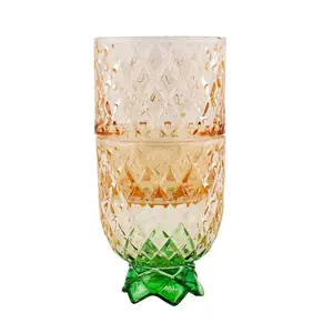 BarConic® Stackable Pineapple Glasses - Diamond Pattern  - 4 Sets