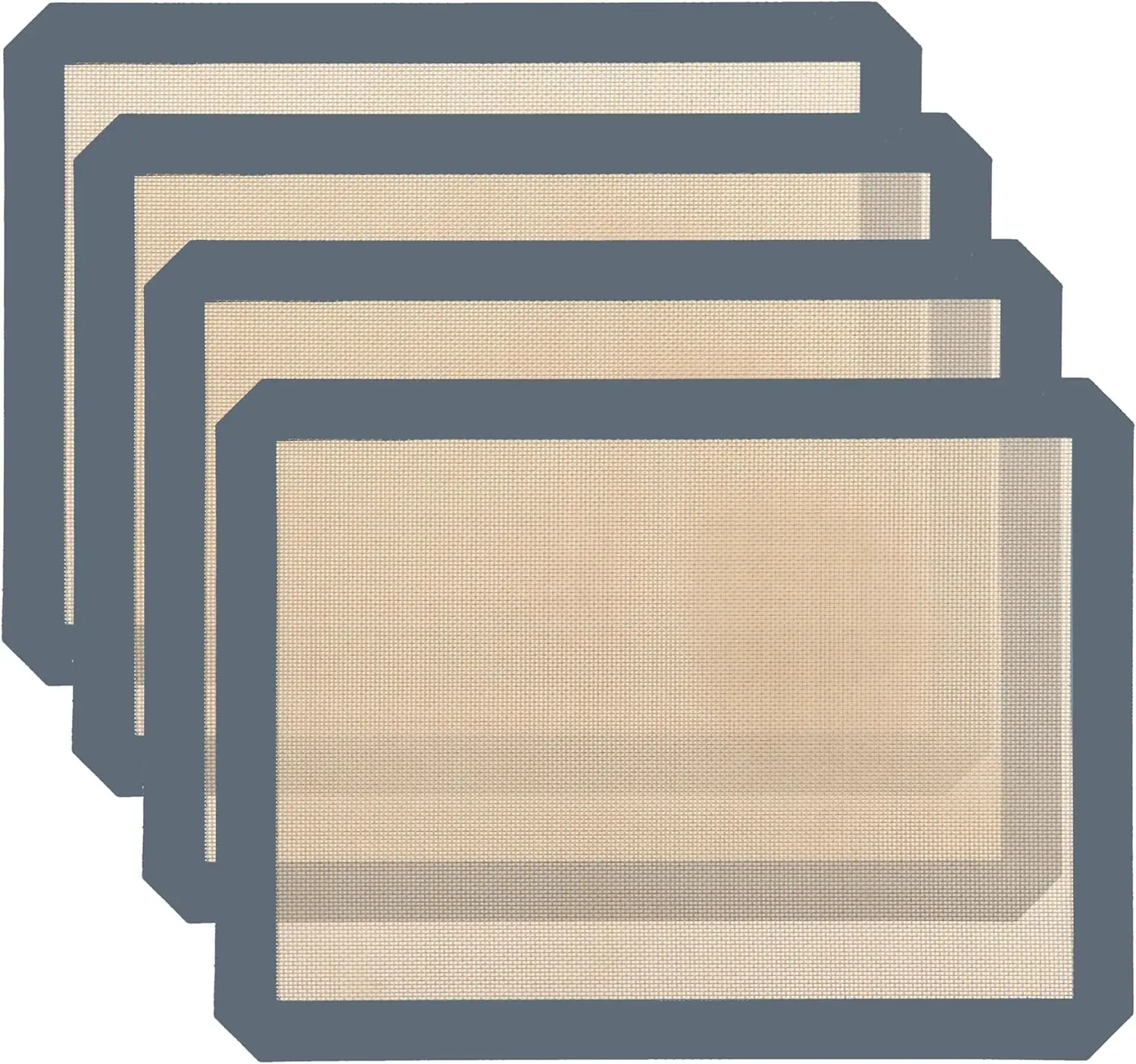 4-Pack Non-Stick Silicone Baking Mat, Food Safe Silicone Mats for Baking Cookies and Macarons - Silicone Baking Sheet（Gray）