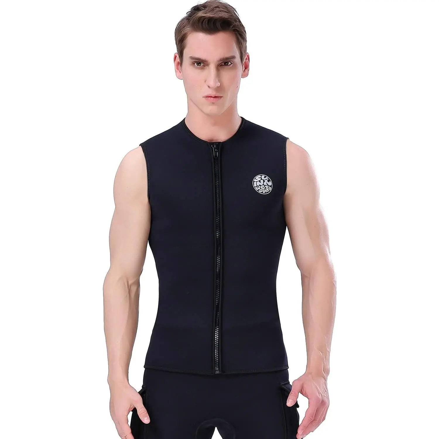 Wetsuit Vest Men 3mm Sleeveless Neoprene Wetsuit Top | Premium 3mm Thick Neoprene Thermal Sleeveless Vest Light Water Gear for Surfing Canoeing Scuba Diving Snorkeling Kayaking