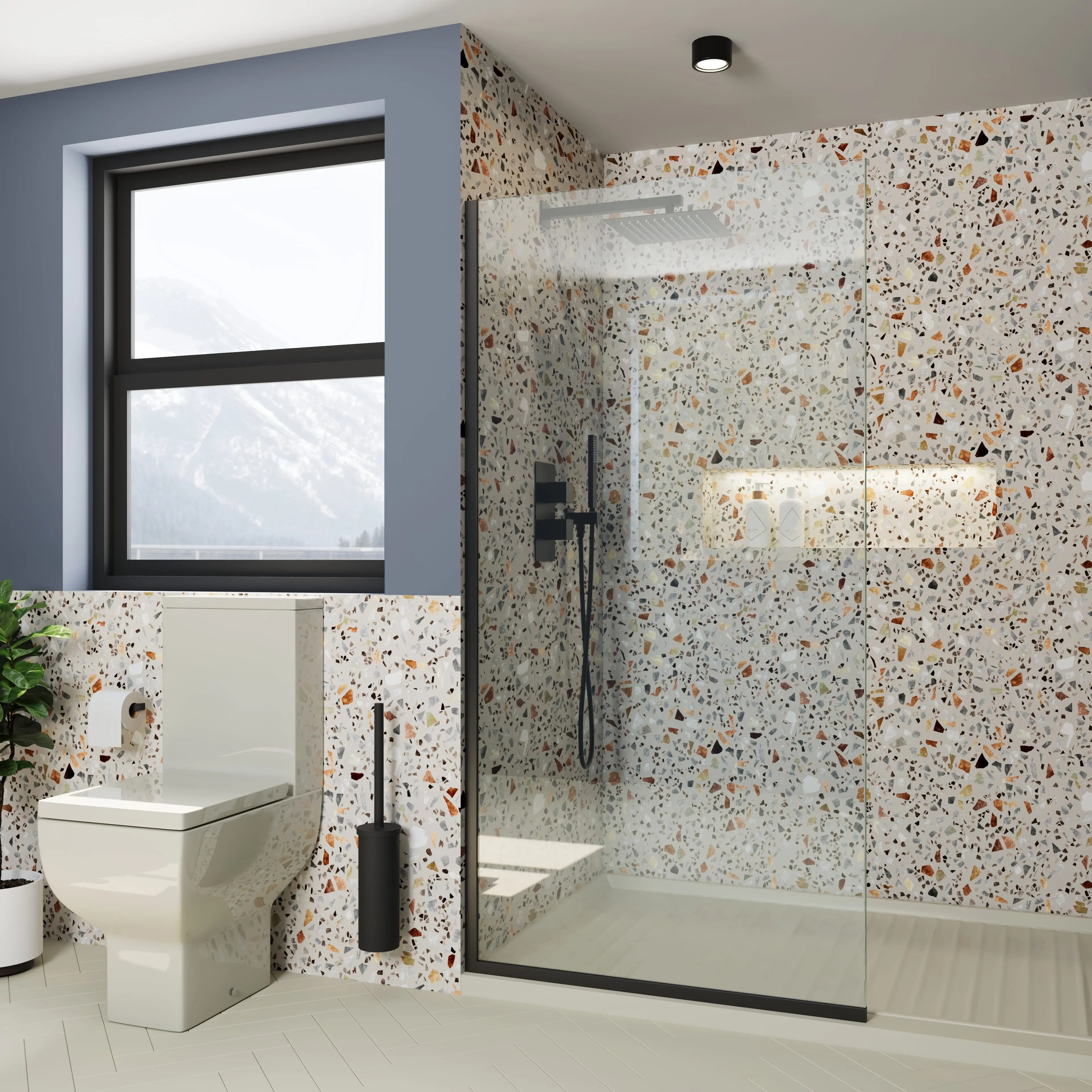 Royalty Mirror Fixed Glass Shower Panel 24x76