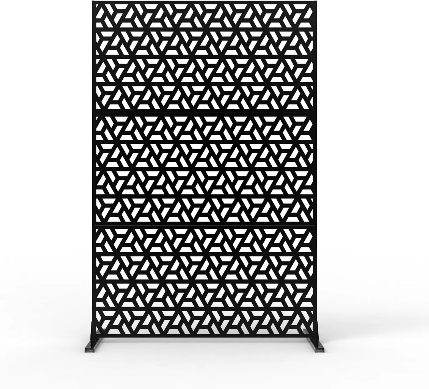 Metal Privacy Screen, Outdoor Privacy Screens, Decorative Fence for Patio Lawn Garden Deck Balcony, 3-Panel Outdoor Divider with Hook- 72" H x 47" W (Geometric)