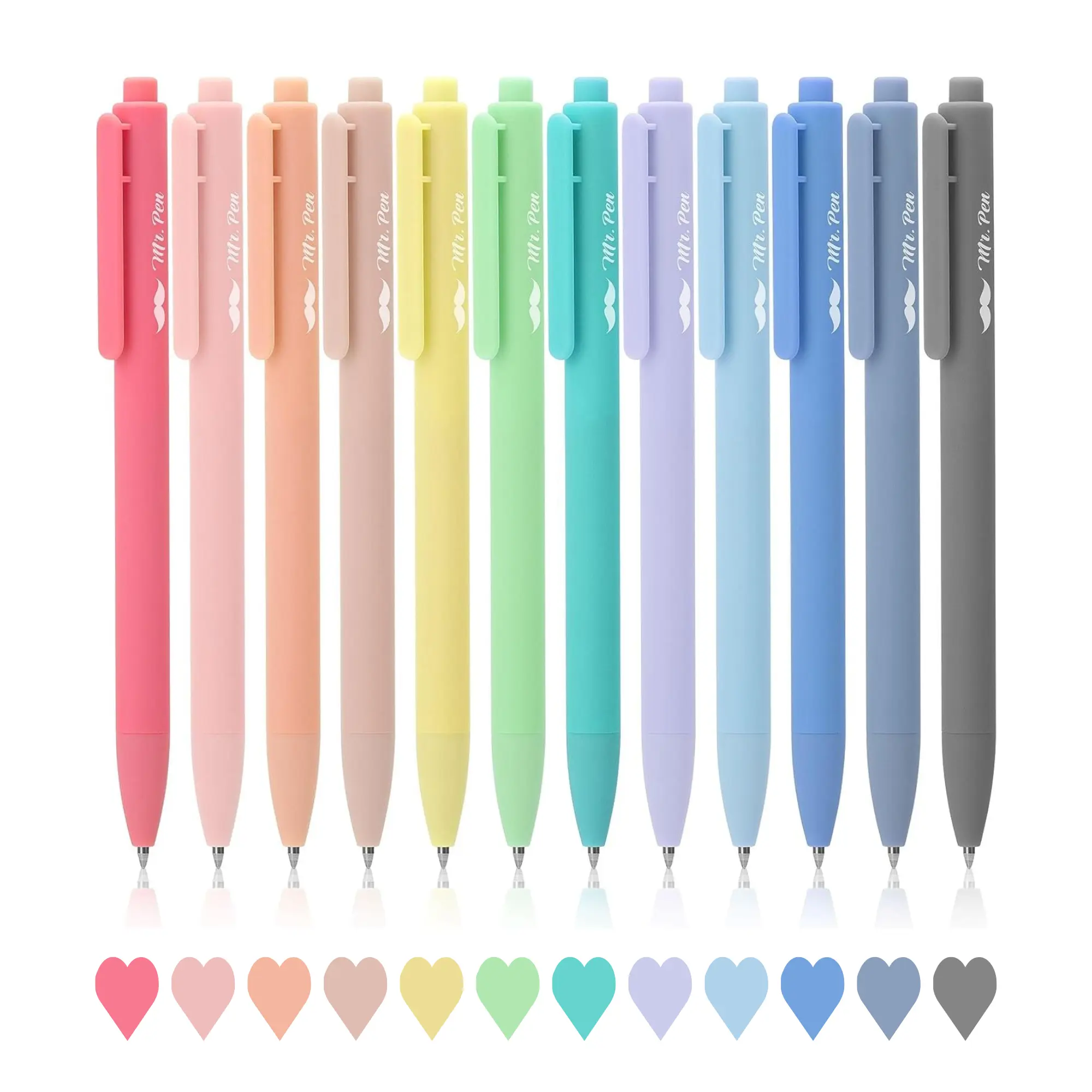 Mr. Pen Retractable Gel Pens 12 Pack Fast Dry Fine Point 0.7mm Pastel Colors for Journaling & Art Supplies Smooth Writing Experience