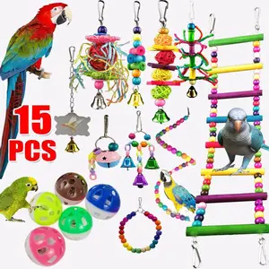 Ultimate 15-Piece Parrot Toy Set, Colorful Durable Interactive Toys, Enhance Your Bird's Mind, Endless Fun for Pet Birds, Home