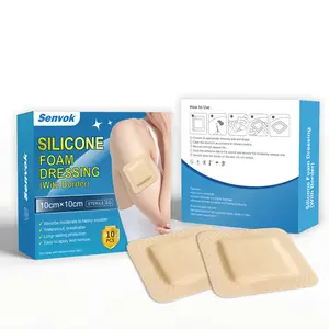 Senvok Medical-Grade Silicone Foam Dressing10x10cm Ultra Absorbent Waterproof BreathableLatex-Free Sterile 10 Pack for Pressure UlcersDiabetic & Chronic Wounds -Healthcare