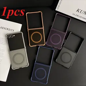 Luxury Translucent Magnetic Attraction Case For Samsung Galaxy Z Flip 7 Z Flip6 Flip 5 Flip4 Flip3 Wireless Charging Matte Cover