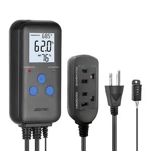 DIGITEN DHC312 Digital Display Humidity Controller, Pre-wired Dual-Stage Outlet with Temperature Display, Humidifier and Dehumidifier Controller, Suitable for Grow Tents, Reptile Enclosures, Mushroom Rooms, and Fans