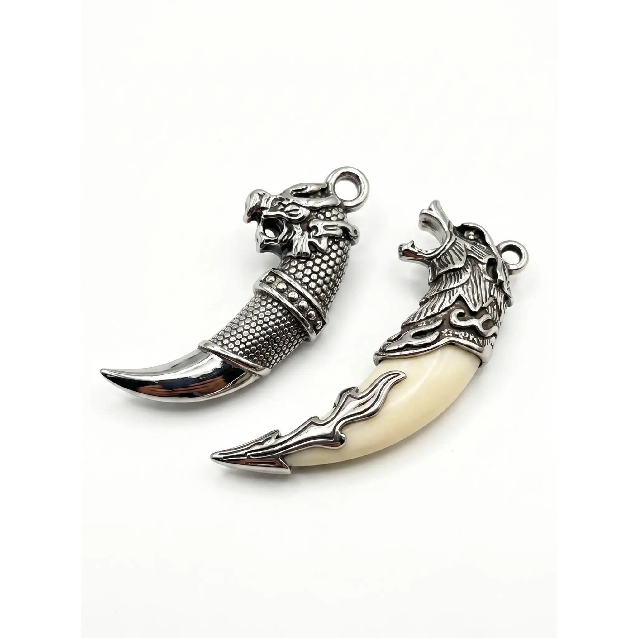 Wolf Tooth Necklace for Men, 316L Stainless Steel, Viking Dragon Pendant, Never Fade, Biker Nomad Outdoor Jewelry