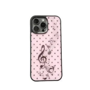 Korean INS Style Pink Brown Polka Dot Girl Heart Music Note Y2K Fashion Phone Case for IPhone 17 16 15 14 13 12 11 Pro Max Plus Y2K Cover Protective Drop-proof Retro Stylish Gift