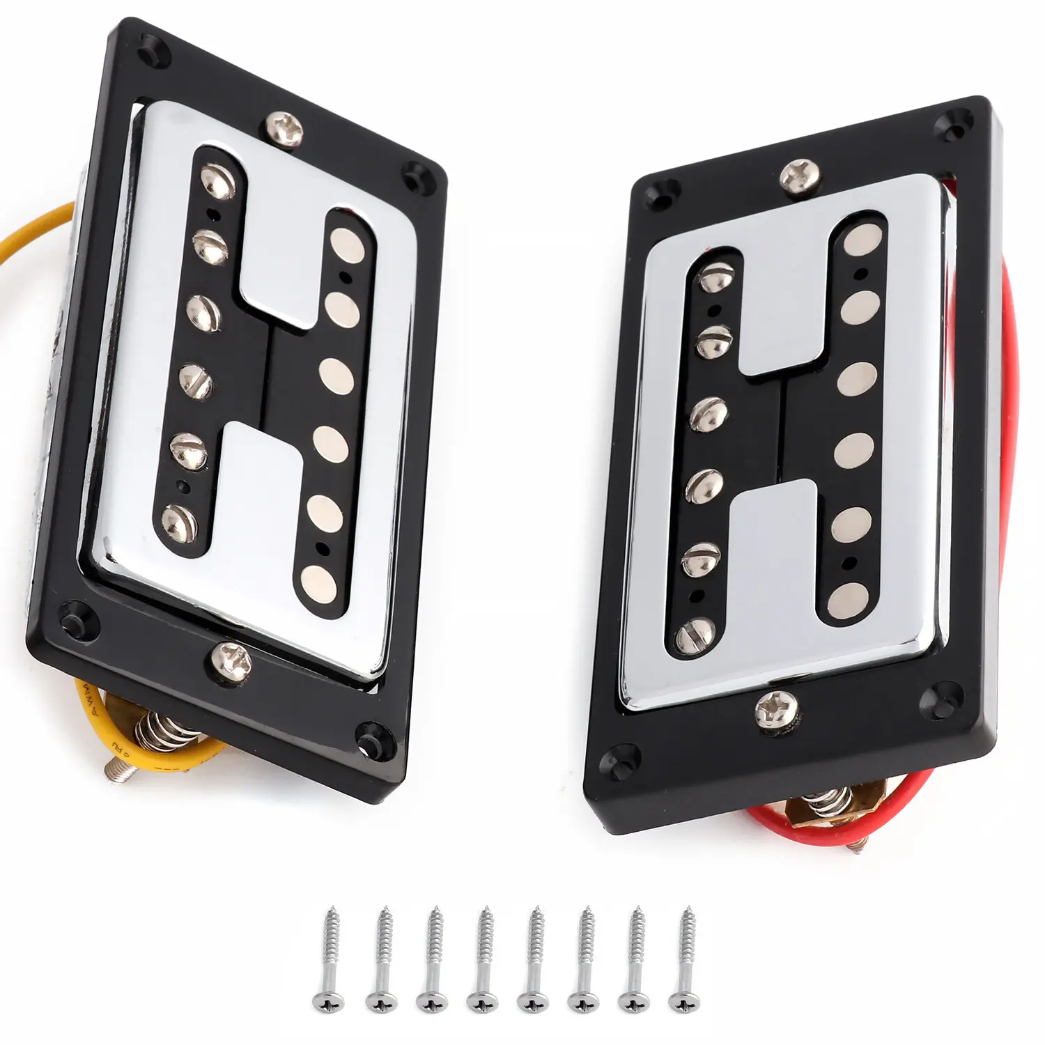 Metallor Double Coil Musical Electronic Humbucker Pickup Set - Neck & Bridge for LP Electric Guitars, 6 Adjustable Poles Screw Pieces, 8 Screws, Ceramic Magnet, Sound Making Humbucker, Tuning Compatibility