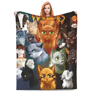 Warriors Cat Flannel Blanket Funny Ultra-Soft Micro Warm Throw Blanket Fleece Blanket Interesting Gift 50"X40"