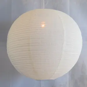 Large Round Linen Fabric Lantern Lampshade, Handcrafted, Durable, White Beige (20"W x 20"H)