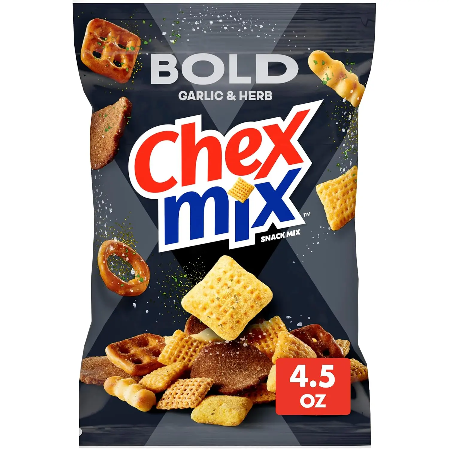 Chex Mix Savory Bold Wheat Snacks Party Blend - Natural, Black Pepper Flavored, 4.5 OZ Frozen Snack Mix
