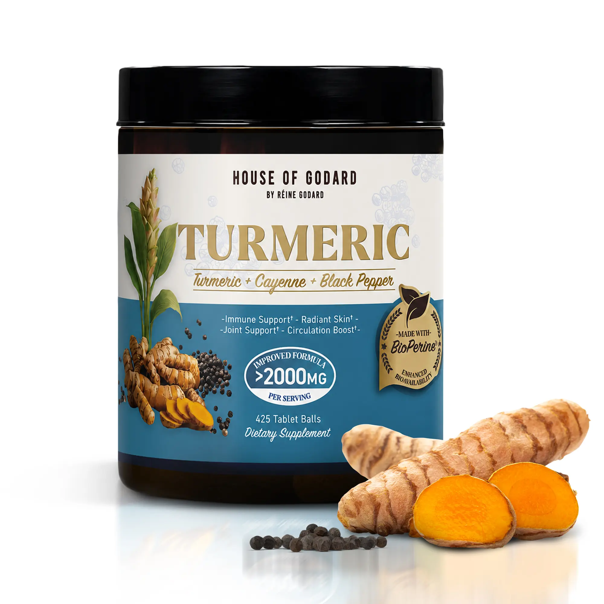 Premium BioPerine Turmeric Curcumin Balls 425 Tablet Balls/42-Day Supply