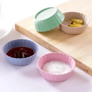 4pcs Multicolor Round Seasoning Dish, Creative Plastic Snack Dish For Home Kitchen
