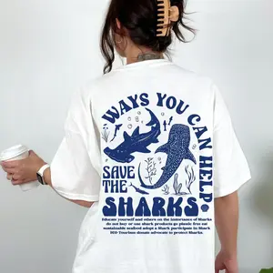 Save The Sharks Shirt, Respect The Locals Shirt, Shark Tee, Shark Week Outfit, Summer Ocean Sweatshirt, Shark Lover Gift, Oversized Fit Top Womenswear Streetwear Crewneck