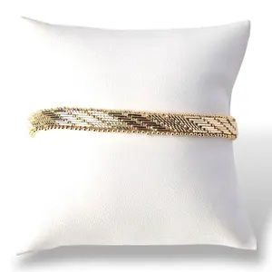 Brazalete Gold-Tone Braided Design Adjustable Bracelet for Everyday Wear