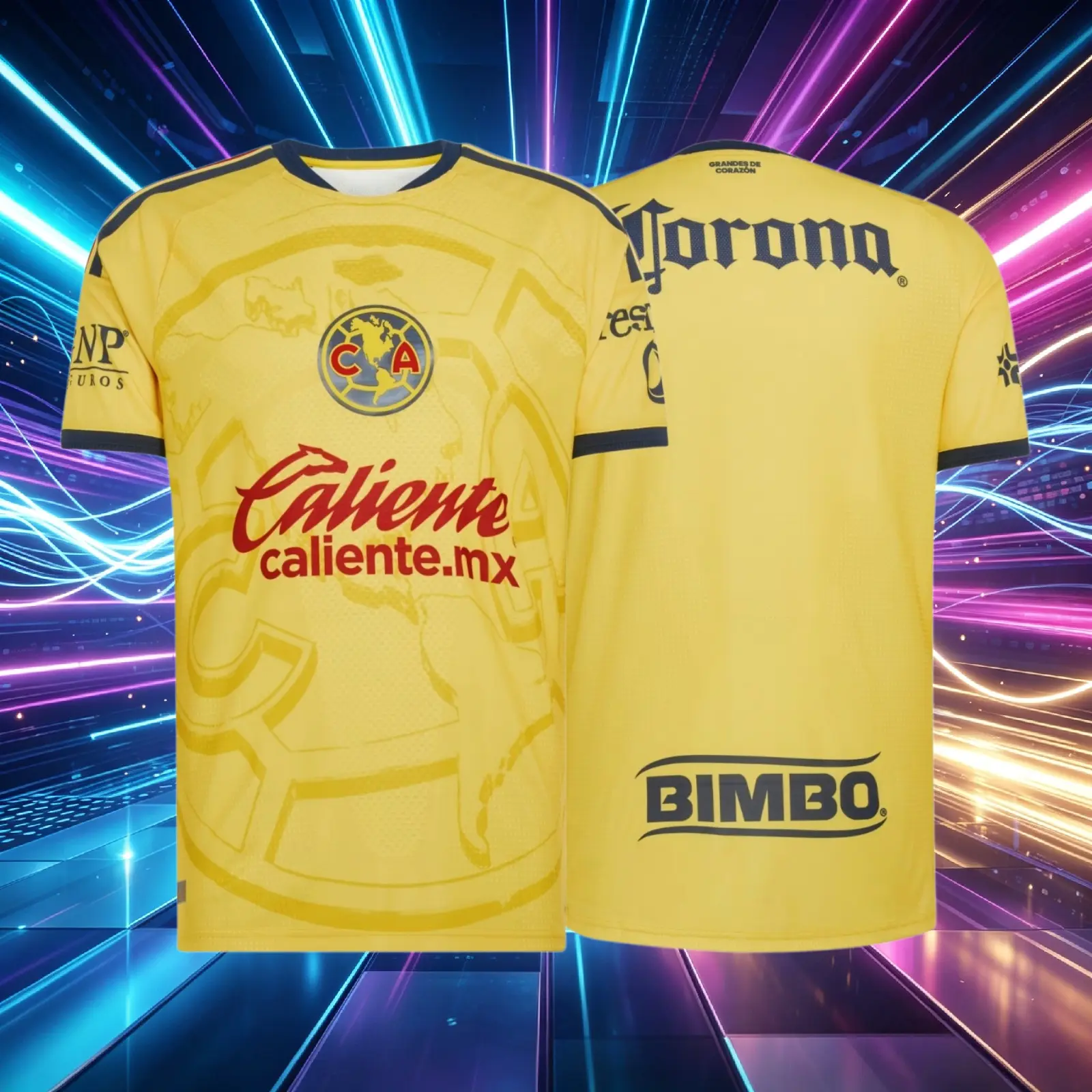 26 27 Mexico LIGA MX Club America Home Yellow Short Sleeve Soccer Jersey Fans Version Breathable