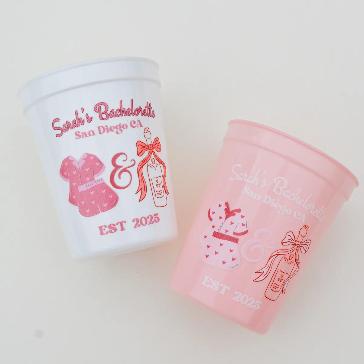 Custom PJ's and Prosecco Bachelorette Party Cups, Pajama Bach Party Decor