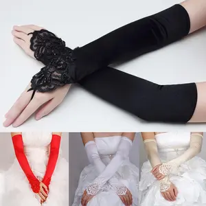 Long Evening Gloves Ladies Womens Satin Lace Gloves Classic Party Decoration Accessories for Opera Evening Party Dance Wedding