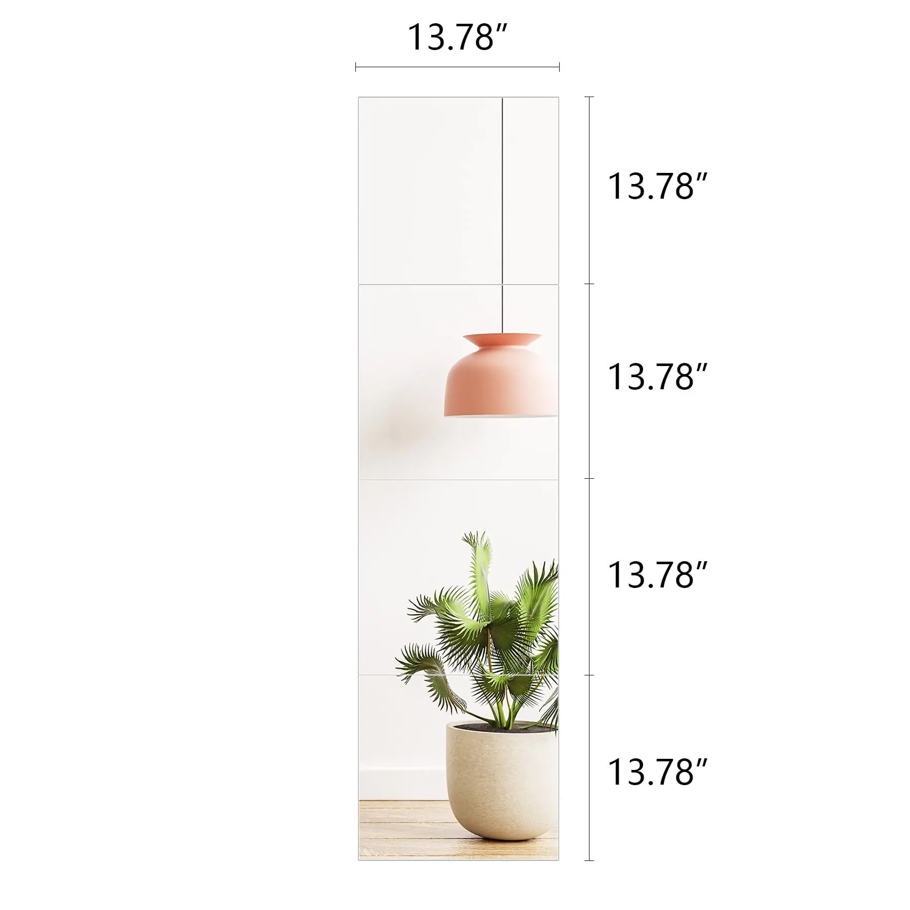 Zeny 4Pcs Square Frameless Full-Length Mirror Tiles, Modern Safety Float Glass Wall-Mounted Body Mirror Set with Easy Installation for Door Decor, Square Mirror, Modern Mirror