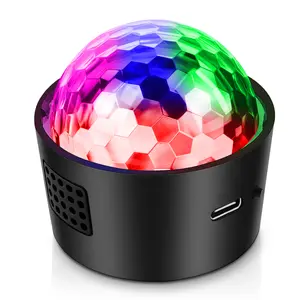UKING Mini Disco Ball Light Rechargeable Party Light Sound Activated Strobe DJ Light Portable Battery Powered Children's Night Light Projector for Halloween Car Party Disco Decoration