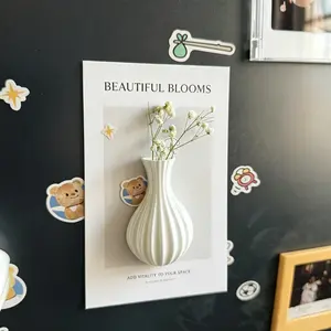 3D Printed Magnetic Vase for Fridge, Mini Flower Vase Magnets for Refrigerator, Cute Kitchen Decor, Aesthetic Room Accessory, Perfect Gift for Her/Mom/Women
