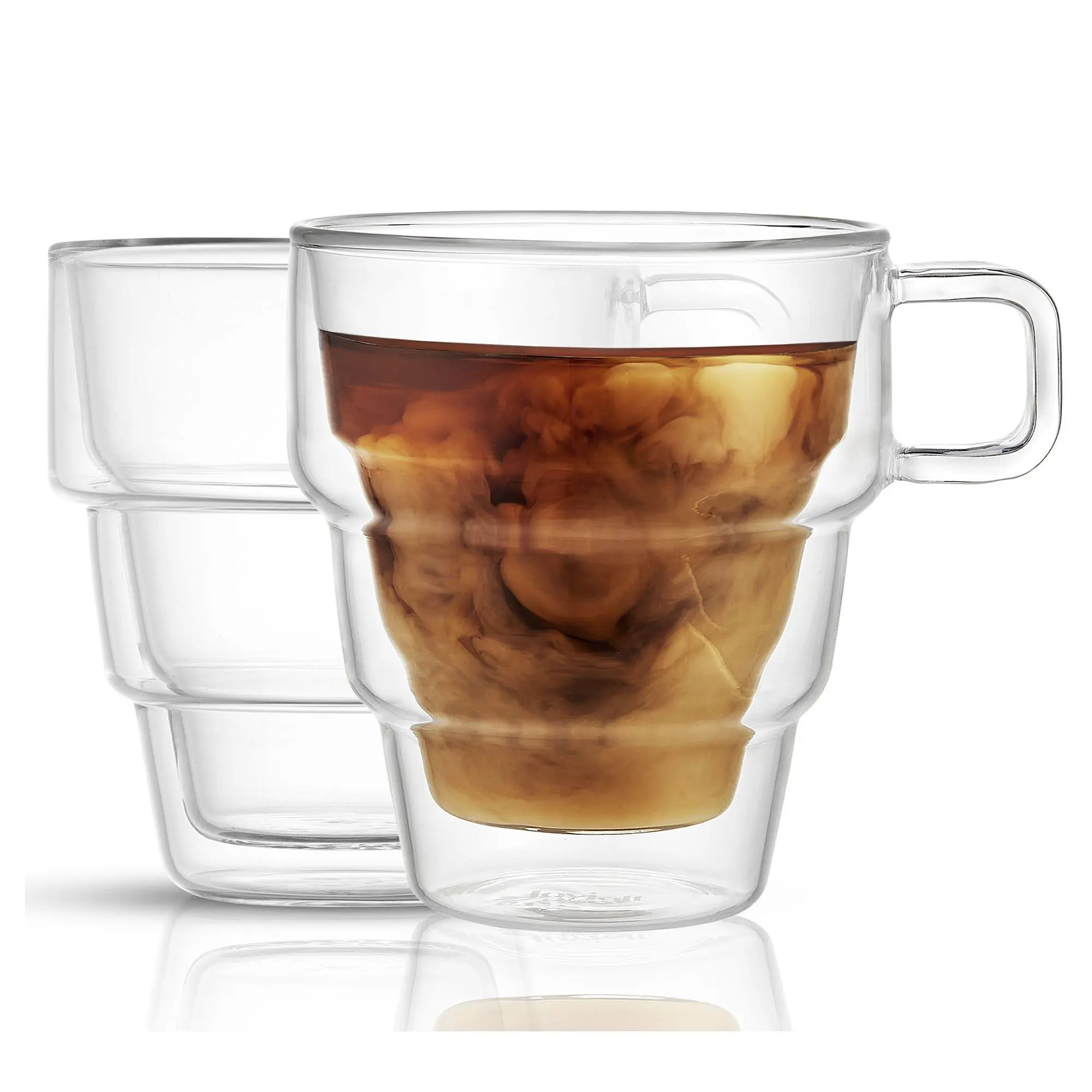 JoyJolt Set of (2) 10-oz Pila Double-Walled Coffee Glass