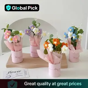 1 pcs Charming Handmade Crochet Daisy Bouquet with Vase - Ideal home decoration, perfect gift for Valentine's Day, Mother's Day, Christmas, Thanksgiving, Mother's Day, surprise for girlfriend or mom