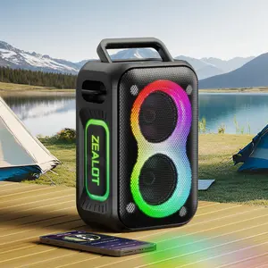 ZEALOT PT01 60W wireless speaker desktop stereo/with bass enhancement, surround sound, USB port, PC/music player/smartphone/tablet, 8000mAh lithium battery, TWS/28hours of playback time, RGB ambient lighting, suitable for home, car, party, outdoor camping