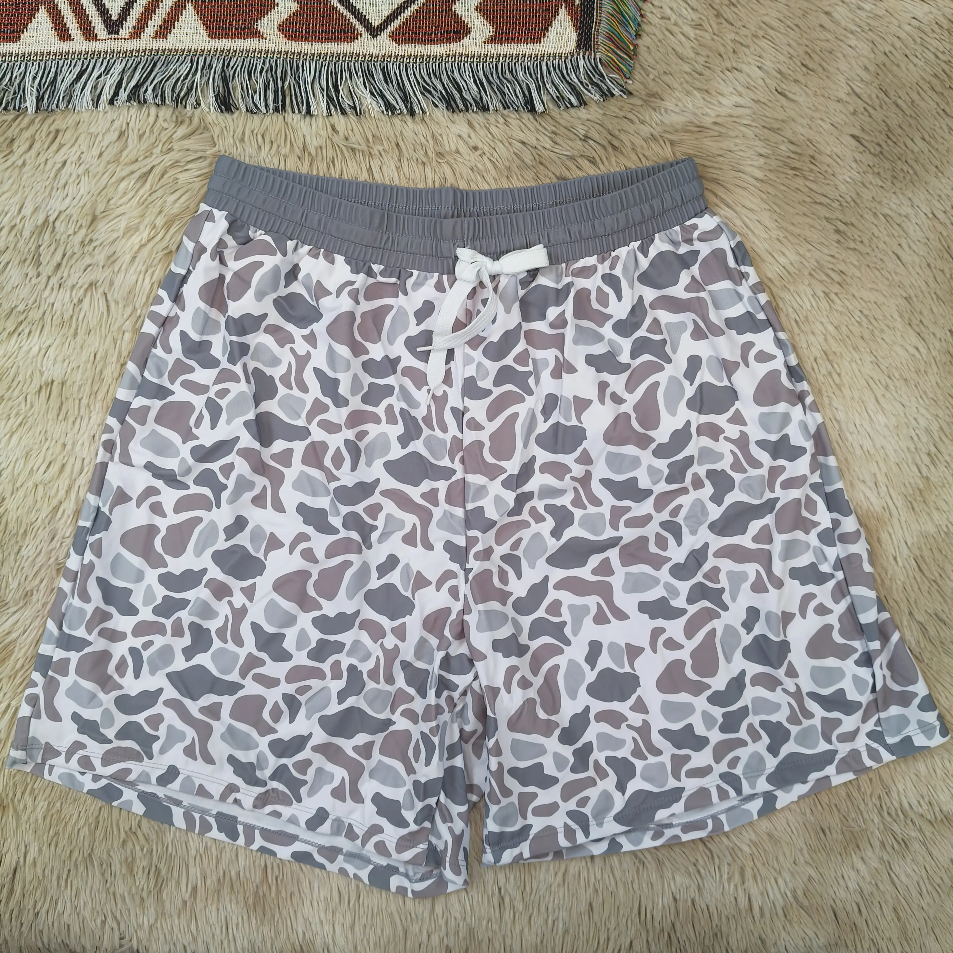 Men's Camo-Print Athletic Swim Trunks, Quick-Dry Lightweight Beach Trunks for Beach Trips, Adult Swimwear Shorts for Summer Sports & Outdoor Swimming, Men's Swim Trunks
