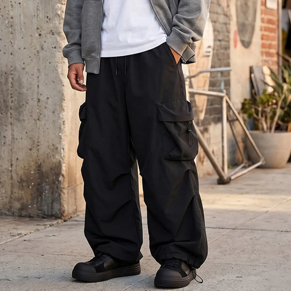 Men's Baggy Cargo Pants Loose Fit Techwear Streetwear Casual Parachute Work Pants Multi Pocket Menswear Oversized Day Gym Love Trouser