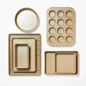 8pc Nonstick Bakeware Set Gold - Figmint
