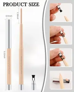 Nude Waterline Eyeliner Pencil, Cream Gel Eyeliner Waterline Waterproof Smudge-Proof Long-Wearing, Intense Color, Retractable Eye Liner Brightener Pen, Smooth Eye Makeup for women, Built-in Sharpener