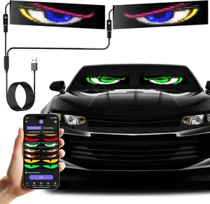 2Pcs Devil Eyes Light for Cars | LED Eyes for Truck Windshield | Flexible Scrolling Programmable LED Sign | Can Edit Text/Graffiti/Animations