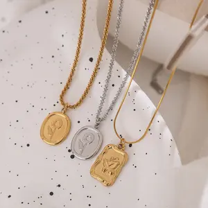 Vintage French Floral Relief Necklace