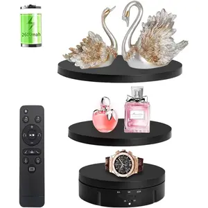 Electric Turntable 360-Degree Shooting Turntable with 3 Display Plates 5.9 7.08 8.66 inch Adjustable Speed Angle for Photography Video Live Product Display