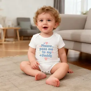 Please pass me Print Baby Babysuit - Cute Baby Short Sleeve Onesies Romper For Infant, Newborn Humor Clothes for Boys Girls, Soft Casual Outfit, Outdoor 100% Cotton Triangle Jumpsuit