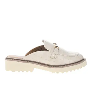 Corkys Womens Wingin It Embossed Lug Sole Mule Loafers Casual - Off White