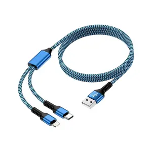 2-in-1 USB C Cable Apple MFi Certified Lightning Cable, 6ft Multi USB C Charging Cable with Type C/Lightning Port Braided Fast C Charger Cord for iPhone 16Pro Max 16 15 14 13 12 Samsung Google iPad