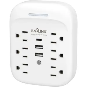 BN-LINK Surge Protector USB Wall Charger 6 Outlet Extender with 3 USB Ports Usb C 1800 Joule Protection for Home Office Travel School ETL Listed