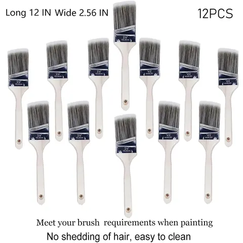 Paint Brushes - 4/6/12-Pack - 2.56" Angle Sash Brushes for All Latex and Oil Paints & Stains - Home Improvement - Interior & Exterior Use Painting Wooden