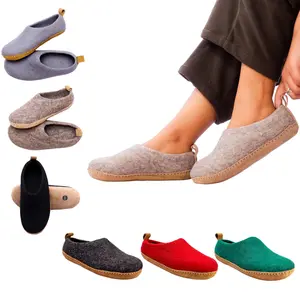HaussimpleWool Cozy Unisex Indoor Wool Slippers - Handcrafted 100% Natural Wool, Round Toe, Anti-Skid Sole, All-Season Wear, Easy Slip-On Design, Perfect for Home & Indoor Use Footwear Shoe Women Girl Flipflop Slide