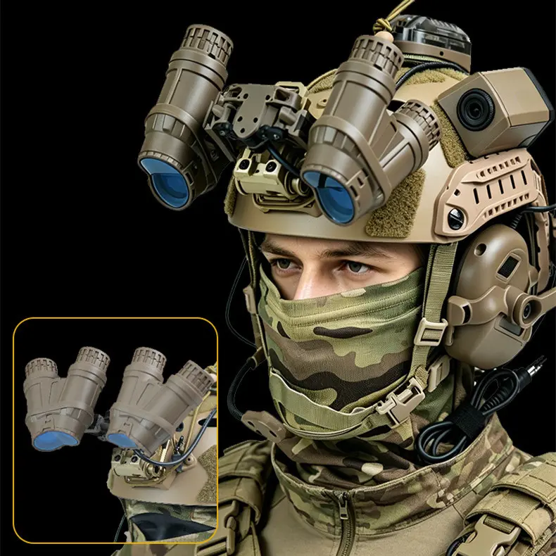 Unisex 4-Eye Adjustable Flip-Up Night Vision Visor - Military Gaming Helmet-Fit Accessory for Outdoor Sports, Film Prop-Compatible Realistic Look