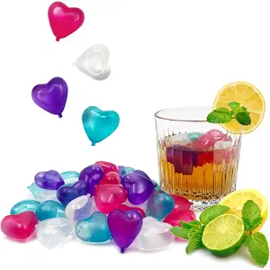 Ice Cube, 40 count Plastic Ice Cubes, Quick-Freeze Easy-to-Clean Refreezable  Ice Cubes for Making Cold Appealing Drinks, Lunch Bags, Coolers (Heart-Shaped)
